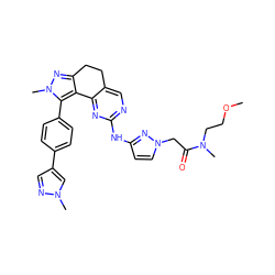 COCCN(C)C(=O)Cn1ccc(Nc2ncc3c(n2)-c2c(nn(C)c2-c2ccc(-c4cnn(C)c4)cc2)CC3)n1 ZINC000224942671