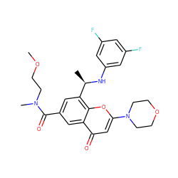 COCCN(C)C(=O)c1cc([C@@H](C)Nc2cc(F)cc(F)c2)c2oc(N3CCOCC3)cc(=O)c2c1 ZINC000116734593