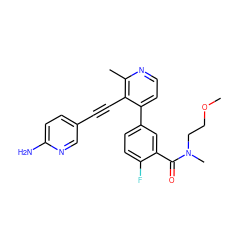 COCCN(C)C(=O)c1cc(-c2ccnc(C)c2C#Cc2ccc(N)nc2)ccc1F ZINC000202384860