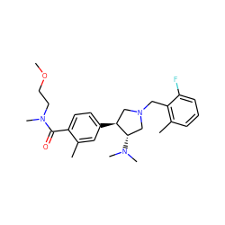 COCCN(C)C(=O)c1ccc([C@H]2CN(Cc3c(C)cccc3F)C[C@@H]2N(C)C)cc1C ZINC001772650520