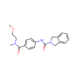 COCCN(C)C(=O)c1ccc(NC(=O)N2Cc3ccccc3C2)cc1 ZINC000166932172