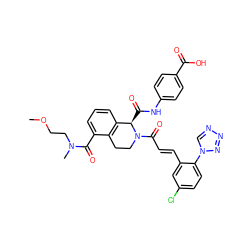 COCCN(C)C(=O)c1cccc2c1CCN(C(=O)/C=C/c1cc(Cl)ccc1-n1cnnn1)[C@@H]2C(=O)Nc1ccc(C(=O)O)cc1 ZINC001772641922