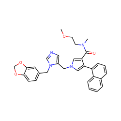 COCCN(C)C(=O)c1cn(Cc2cncn2Cc2ccc3c(c2)OCO3)cc1-c1cccc2ccccc12 ZINC000026833828