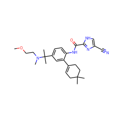 COCCN(C)C(C)(C)c1ccc(NC(=O)c2nc(C#N)c[nH]2)c(C2=CCC(C)(C)CC2)c1 ZINC000103290028