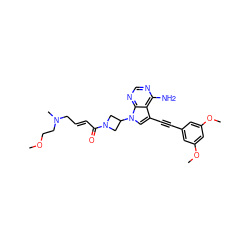 COCCN(C)C/C=C/C(=O)N1CC(n2cc(C#Cc3cc(OC)cc(OC)c3)c3c(N)ncnc32)C1 ZINC000225143535