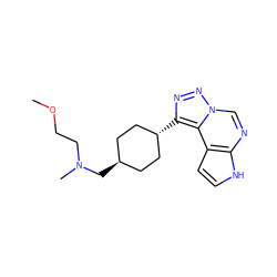 COCCN(C)C[C@H]1CC[C@H](c2nnn3cnc4[nH]ccc4c23)CC1 ZINC001772601330