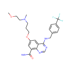 COCCN(C)CCCOc1cc(C(N)=O)c2ncnc(NCc3ccc(C(F)(F)F)cc3)c2c1 ZINC000114346502