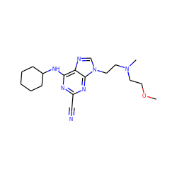 COCCN(C)CCn1cnc2c(NC3CCCCC3)nc(C#N)nc21 ZINC000013584942