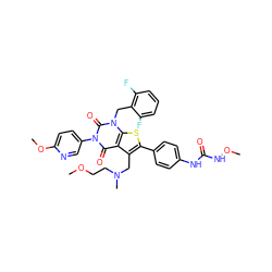 COCCN(C)Cc1c(-c2ccc(NC(=O)NOC)cc2)sc2c1c(=O)n(-c1ccc(OC)nc1)c(=O)n2Cc1c(F)cccc1F ZINC000072108649