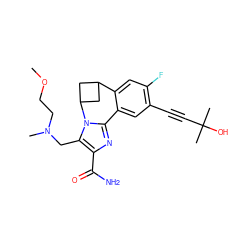 COCCN(C)Cc1c(C(N)=O)nc2n1C1CC(C1)c1cc(F)c(C#CC(C)(C)O)cc1-2 ZINC000205815407