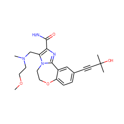 COCCN(C)Cc1c(C(N)=O)nc2n1CCOc1ccc(C#CC(C)(C)O)cc1-2 ZINC000215752884