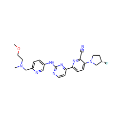 COCCN(C)Cc1ccc(Nc2nccc(-c3ccc(N4CC[C@H](F)C4)c(C#N)n3)n2)cn1 ZINC000221958405