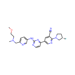 COCCN(C)Cc1ccc(Nc2nccc(-c3cnc(N4CC[C@H](F)C4)c(C#N)c3)n2)cn1 ZINC000221031653