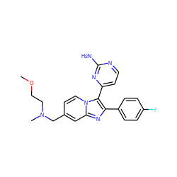 COCCN(C)Cc1ccn2c(-c3ccnc(N)n3)c(-c3ccc(F)cc3)nc2c1 ZINC000040976827