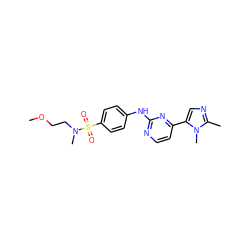 COCCN(C)S(=O)(=O)c1ccc(Nc2nccc(-c3cnc(C)n3C)n2)cc1 ZINC000040411148