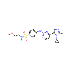 COCCN(C)S(=O)(=O)c1ccc(Nc2nccc(-c3cnc(C)n3C3CC3)n2)cc1 ZINC000040939255