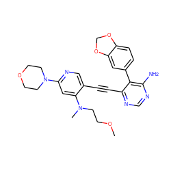 COCCN(C)c1cc(N2CCOCC2)ncc1C#Cc1ncnc(N)c1-c1ccc2c(c1)OCO2 ZINC000028646609