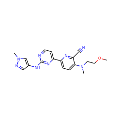 COCCN(C)c1ccc(-c2ccnc(Nc3cnn(C)c3)n2)nc1C#N ZINC000221967403