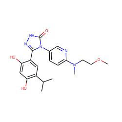 COCCN(C)c1ccc(-n2c(-c3cc(C(C)C)c(O)cc3O)n[nH]c2=O)cn1 ZINC000115808704