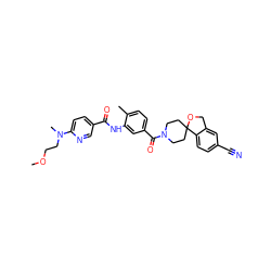 COCCN(C)c1ccc(C(=O)Nc2cc(C(=O)N3CCC4(CC3)OCc3cc(C#N)ccc34)ccc2C)cn1 ZINC000149341104