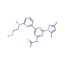 COCCN(C)c1cccc(-c2cc(NC(C)=O)nc(-n3nc(C)cc3C)n2)n1 ZINC000040423391