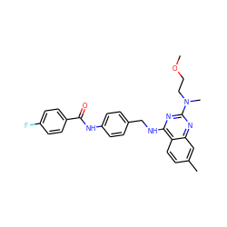 COCCN(C)c1nc(NCc2ccc(NC(=O)c3ccc(F)cc3)cc2)c2ccc(C)cc2n1 ZINC000143900265