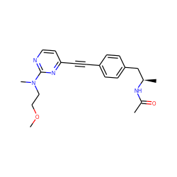 COCCN(C)c1nccc(C#Cc2ccc(C[C@@H](C)NC(C)=O)cc2)n1 ZINC000113256959