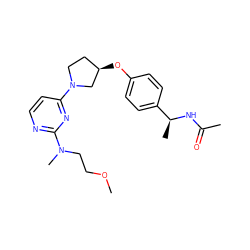 COCCN(C)c1nccc(N2CC[C@@H](Oc3ccc([C@H](C)NC(C)=O)cc3)C2)n1 ZINC000261144464