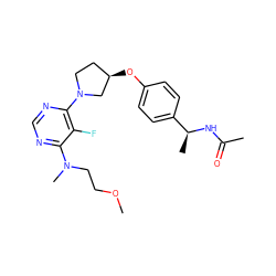 COCCN(C)c1ncnc(N2CC[C@@H](Oc3ccc([C@H](C)NC(C)=O)cc3)C2)c1F ZINC000261167370