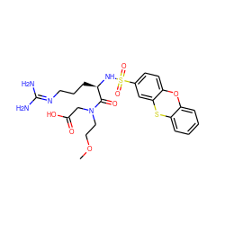 COCCN(CC(=O)O)C(=O)[C@@H](CCCN=C(N)N)NS(=O)(=O)c1ccc2c(c1)Sc1ccccc1O2 ZINC000028757056