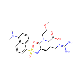 COCCN(CC(=O)O)C(=O)[C@@H](CCCN=C(N)N)NS(=O)(=O)c1cccc2c(N(C)C)cccc12 ZINC000028756196