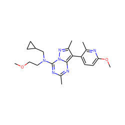 COCCN(CC1CC1)c1nc(C)nc2c(-c3ccc(OC)nc3C)c(C)nn12 ZINC000040914635