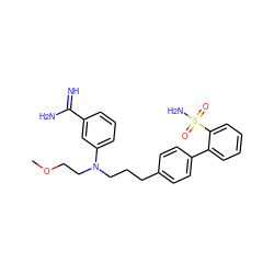 COCCN(CCCc1ccc(-c2ccccc2S(N)(=O)=O)cc1)c1cccc(C(=N)N)c1 ZINC000026836539