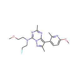 COCCN(CCF)c1nc(C)nc2c(-c3ccc(OC)nc3C)c(C)nn12 ZINC000071318957