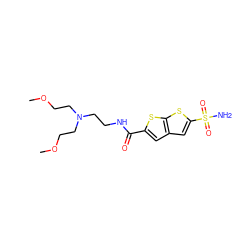 COCCN(CCNC(=O)c1cc2cc(S(N)(=O)=O)sc2s1)CCOC ZINC000029482031