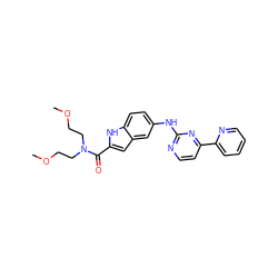 COCCN(CCOC)C(=O)c1cc2cc(Nc3nccc(-c4ccccn4)n3)ccc2[nH]1 ZINC000144207737