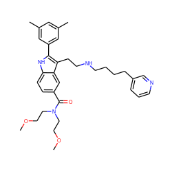 COCCN(CCOC)C(=O)c1ccc2[nH]c(-c3cc(C)cc(C)c3)c(CCNCCCCc3cccnc3)c2c1 ZINC000029467922