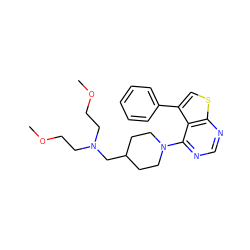 COCCN(CCOC)CC1CCN(c2ncnc3scc(-c4ccccc4)c23)CC1 ZINC000146550528