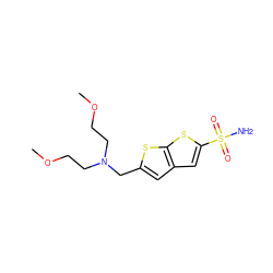 COCCN(CCOC)Cc1cc2cc(S(N)(=O)=O)sc2s1 ZINC000029487725