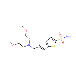 COCCN(CCOC)Cc1cc2sc(S(N)(=O)=O)cc2s1 ZINC000029482757