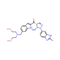 COCCN(CCOC)Cc1ccc2cc(C(=O)[C@@H]3C=NN(c4ccc5nc(C)[nH]c5c4)[C@@H]3N)[nH]c2c1 ZINC000205250709