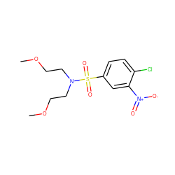 COCCN(CCOC)S(=O)(=O)c1ccc(Cl)c([N+](=O)[O-])c1 ZINC000029484542