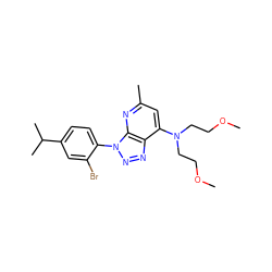 COCCN(CCOC)c1cc(C)nc2c1nnn2-c1ccc(C(C)C)cc1Br ZINC000013795057