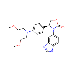 COCCN(CCOC)c1ccc([C@H]2COC(=O)N2c2ccc3[nH]cnc3c2)cc1 ZINC000116828932