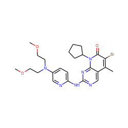 COCCN(CCOC)c1ccc(Nc2ncc3c(C)c(Br)c(=O)n(C4CCCC4)c3n2)nc1 ZINC000014945376