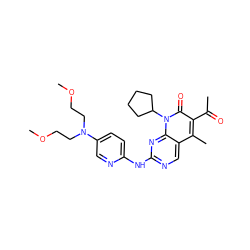 COCCN(CCOC)c1ccc(Nc2ncc3c(C)c(C(C)=O)c(=O)n(C4CCCC4)c3n2)nc1 ZINC000013641673