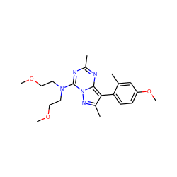 COCCN(CCOC)c1nc(C)nc2c(-c3ccc(OC)cc3C)c(C)nn12 ZINC000034023590