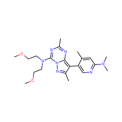 COCCN(CCOC)c1nc(C)nc2c(-c3cnc(N(C)C)cc3C)c(C)nn12 ZINC000040939153