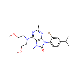 COCCN(CCOC)c1nc(C)nc2c1n(C)c(=O)n2-c1ccc(C(C)C)cc1Br ZINC000028013576