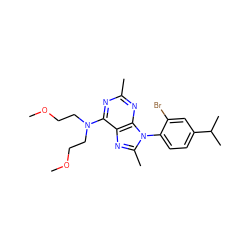 COCCN(CCOC)c1nc(C)nc2c1nc(C)n2-c1ccc(C(C)C)cc1Br ZINC000013794876